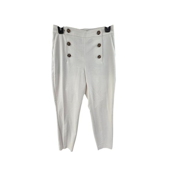Express Women's Sailer Button High-Rise Ankle Pants White Size 4R Strech Classic - Picture 1 of 7